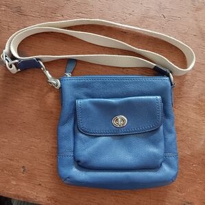 Blue Vegan Leather Crossbody Bag